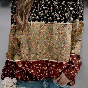 Casual Crew Neck Floral Sweatshirt Zipper, Hoodies & Sweatshirts, color:Multicolor|size:4XL, catalog Noracora shop