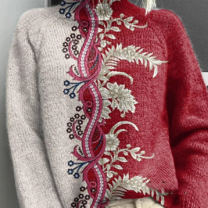Women's Turtleneck Floral Casual Spring/Fall Long Sleeve Sweatshirt, JustFashionNow Sweatshirts & Hoodies, color:Red|size:3XL,