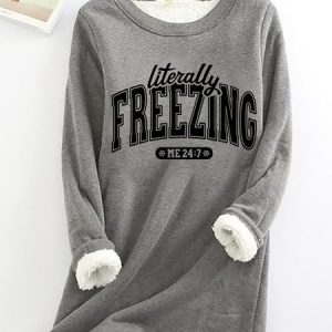 Literally Freezing Always Cold Casual Fluff Fleece Fabric Sweatshirt, Hoodies&Sweatshirts, Lilicloth.com