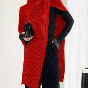 Loose Urban Asymmetrical Sweater, Pullovers, color:Red|size:XS, Stylewe