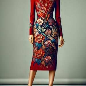 Elegant Floral  Turtleneck Midi Dress, Midi Dresses, color:As Picture|size:XXL, Stylewe