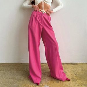 Casual Plain Long Pant, Pants, color:Deep Pink|size:XL, catalog Noracora shop