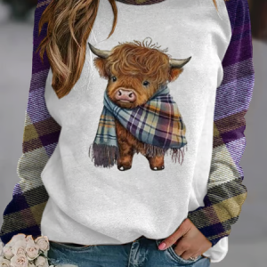 Casual Crew Neck Animal Sweatshirt, Hoodies & Sweatshirts, color:Purple|size:5XL, catalog Noracora shop