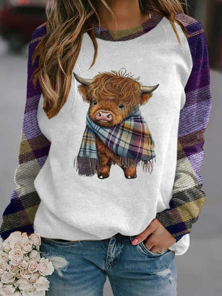 Women's West Highland Cow Print Casual Sweatshirt, Hoodies&Sweatshirts, Lilicloth.com - Image 2