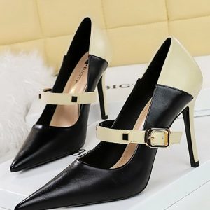 All Season Color Block Elegant Flat, Heels, color:Black|size:43, Stylewe