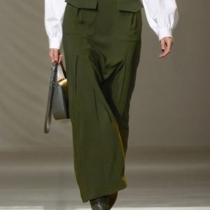 Urban Cargo Pockets Plain Maxi Skirt, Skirts, color:Green|size:XXL, Stylewe