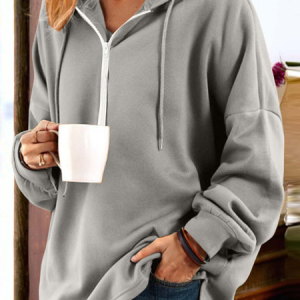 Casual Hoodie Plain Sweatshirt Zipper, Hoodies & Sweatshirts, color:Gray|size:3XL, catalog Noracora shop