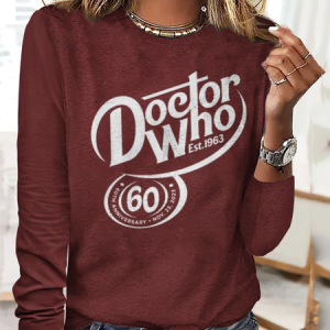 Vintage Plaid Crew Neck Long Sleeve T-shirt, T-shirts, color:Wine Red|size:5XL, catalog Noracora shop