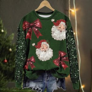 Casual Crew Neck Santa Claus Sweatshirt, Hoodies & Sweatshirts, color:Red|size:4XL, catalog Noracora shop