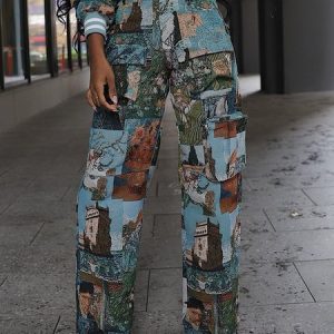 Urban Random Print Printing Fashion Pants, Pants, color:As Picture|size:XXL, Stylewe