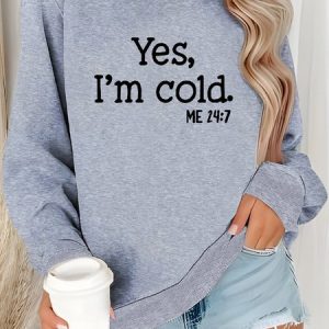Casual Crew Neck Text Letters Sweatshirt, Hoodies & Sweatshirts, color:Gray|size:XL, catalog Noracora shop