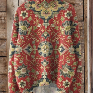 Casual Turtleneck Ethnic Sweatshirt, Hoodies & Sweatshirts, color:Red|size:3XL, catalog Noracora shop