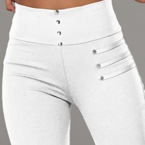 Casual Plain Long Pants, Pants, color:White|size:XXL, catalog Noracora shop
