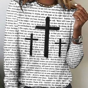 Cross pattern printed long sleeved T-shirt, Long sleeves, Lilicloth.com