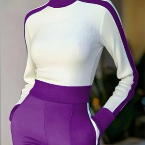 Split Joint Casual Turtleneck Sweater, Pullovers, color:As Picture|size:XXL, Stylewe