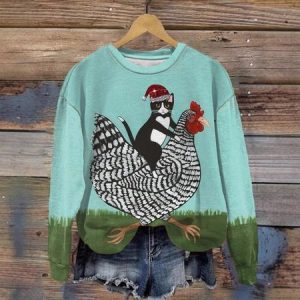 Women's Crew Neck Animal Casual Spring/Fall Long Sleeve Sweatshirt, JustFashionNow Sweatshirts & Hoodies, color:Blue|size:4XL,