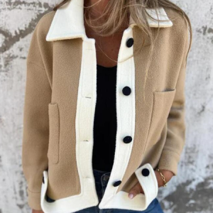 Women's Plain Regular Loose Jacket, Outerwear, color:Apricot|size:5XL, catalog Noracora shop