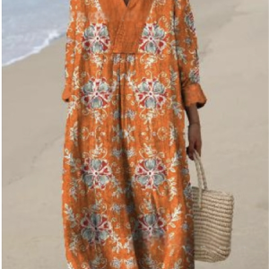 Loose V Neck Casual Dress With No, Dresses, Lilicloth.com