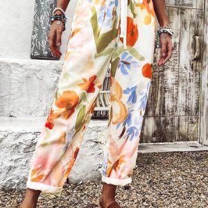 Casual Floral Long Pant, Pants, color:Multicolor|size:XXL, catalog Noracora shop