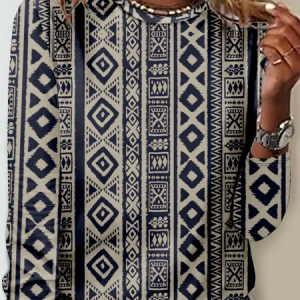 Jersey Casual Loose Ethnic T-Shirt, Long sleeves, Lilicloth.com
