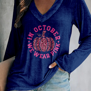 Casual Halloween V Neck Long Sleeve T-shirt, Hoodies & Sweatshirts, color:Navyblue|size:4XL, catalog Noracora shop