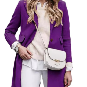 Women's Plain Regular Loose Jacket, Outerwear, color:Purple|size:XXL, catalog Noracora shop