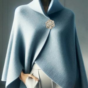 Elegant Raglan Sleeve Sweater With Brooch, Pullovers, color:Blue|size:XXL, Stylewe