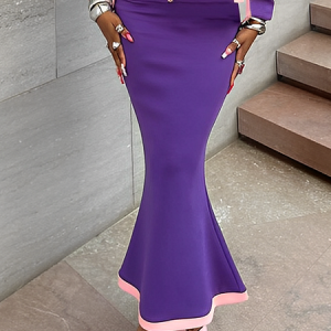 Urban Color Block Maxi Skirt, Skirts, color:As Picture|size:XXL, Stylewe