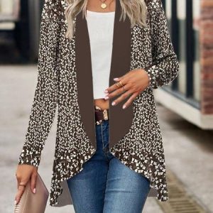 Women's Floral Regular Loose Kimono, Outerwear, color:Brown|size:XXL, catalog Noracora shop