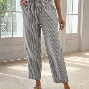 Striped Casual Loose Cotton Pants, Pants, color:Gray|size:XXL, catalog Noracora shop