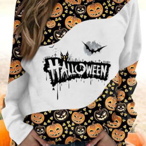 Casual Crew Neck Halloween Sweatshirt, Hoodies & Sweatshirts, color:Yellow|size:3XL, catalog Noracora shop