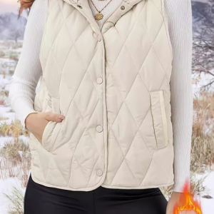 Women's Plain Fleece Loose Vest, Outerwear, color:Off White|size:XL, catalog Noracora shop