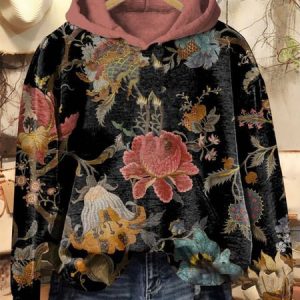 Women's Hoodie Floral Casual Spring/Fall Long Sleeve Sweatshirt, JustFashionNow Sweatshirts & Hoodies, color:Blue|size:4XL,
