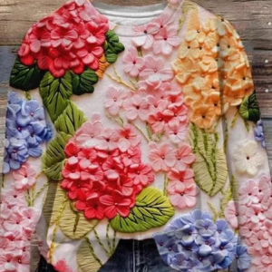 Women's Crew Neck Floral Casual Spring/Fall Long Sleeve Sweatshirt, JustFashionNow Sweatshirts & Hoodies, color:Red|size:XXL,