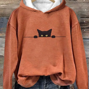 Women's Cat Spring/Fall Cotton Long Sleeve Casual Daily Hoodie, JustFashionNow Sweatshirts & Hoodies, color:Orange|size:4XL,