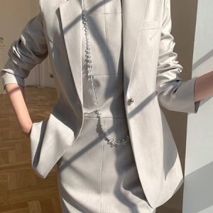 Plain Lapel Collar Urban Long Sleeve Blazer, Blazers, color:As Picture|size:XXL, Stylewe