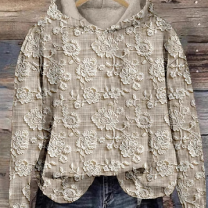 Casual Hoodie Floral Sweatshirt, Hoodies & Sweatshirts, color:Khaki|size:4XL, catalog Noracora shop