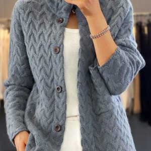Women Wool/Knitting Plain Long Sleeve Comfy Casual Cardigan, Cardigans, color:Gray|size:XL, catalog Noracora shop