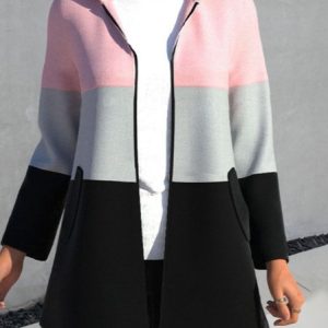 Women's Striped Thicken Loose Jacket, Outerwear, color:Pink|size:3XL, catalog Noracora shop