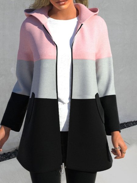 Women's Autumn Outerwear Casual Striped Long Sleeve Jacket, JustFashionNow Jackets, color:Pink|size:3XL,
