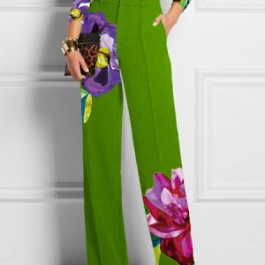 Urban Floral Fashion Pants, Pants, color:Green|size:XXL, Stylewe