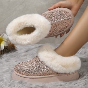 Casual Plain Slip On Flat Heel Snow Boots, Boots, color:Pink|size:44, catalog Noracora shop