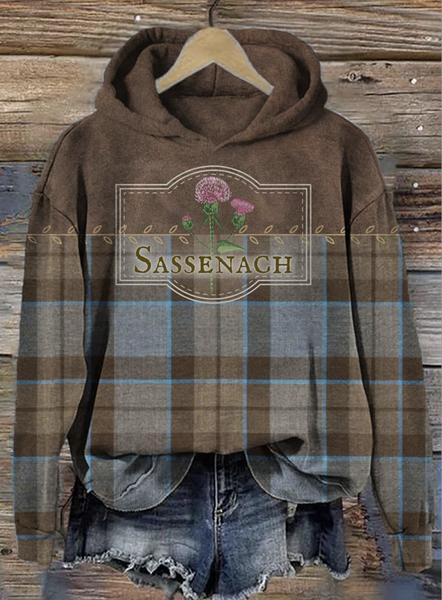 Retro checkered hooded sweatshirt, Hoodies&Sweatshirts, Lilicloth.com