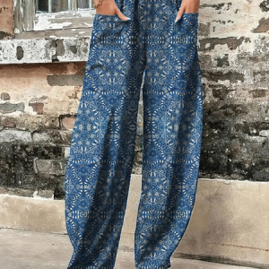 Casual Ethnic Long Pant, Pants, color:Blue|size:XXL, catalog Noracora shop