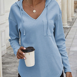 Hoodie Long Sleeve Plain Regular Micro-Elasticity Loose Blouse For Women, Blouses, color:Blue|size:XXL, catalog Noracora shop