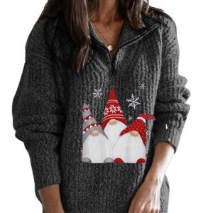 Women Yarn/Wool Yarn Christmas Long Sleeve Comfy Casual Sweater, Sweaters, color:Deep Gray|size:5XL, catalog Noracora shop
