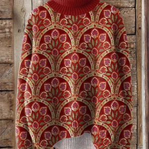 Casual Turtleneck Ethnic Sweatshirt, Hoodies & Sweatshirts, color:As Picture|size:3XL, catalog Noracora shop
