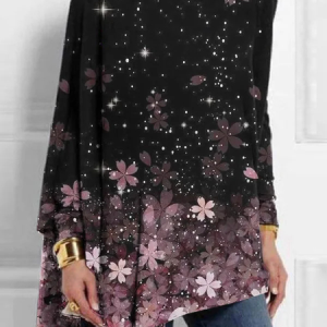 Women's Long Sleeve Blouse Spring/Fall Floral Jersey Crew Neck Daily Going Out Casual Top, JustFashionNow Shirts, color:Pink|size:3XL,