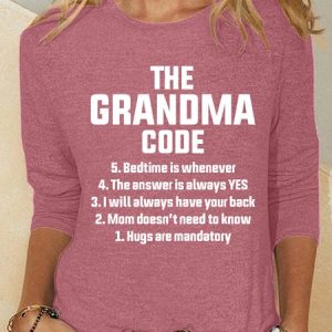 The Grandma Code Funny Casual Long Sleeve Shirt, Long sleeves, Lilicloth.com