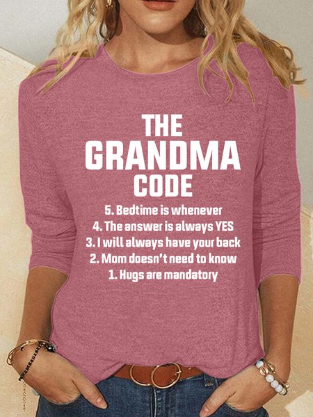 The Grandma Code Funny Casual Long Sleeve Shirt, Long sleeves, Lilicloth.com